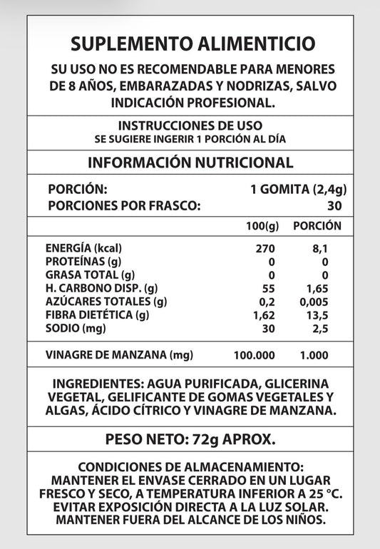 Vinagre de Manzana Gomitas – 30 Unidades