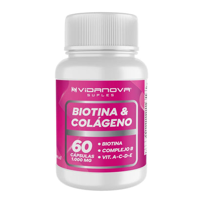 Biotina  Colágeno 60 Cápsulas – Cabello, Piel y Uñas