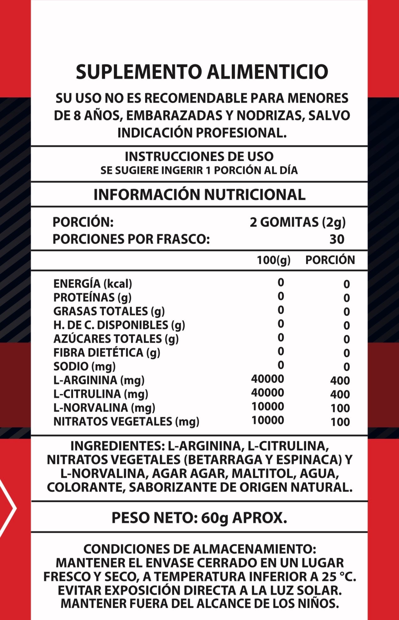 Óxido Nítrico Gomitas – 60 Gomitas