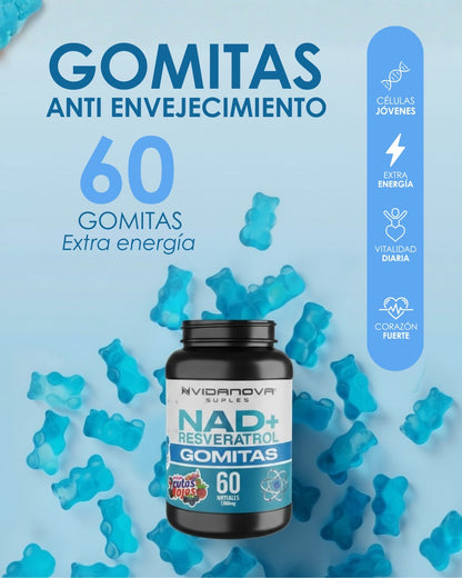 Gomitas NAD+ Resveratrol Antienvejecimiento – 60 Gomitas
