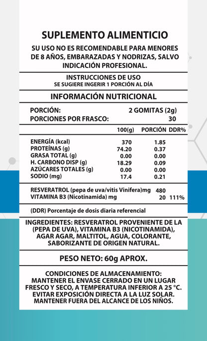 Gomitas NAD+ Resveratrol Antienvejecimiento – 60 Gomitas