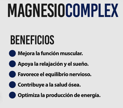 Magnesio Complex  60 Cápsulas – Bisglicinato, Malato y Citrato