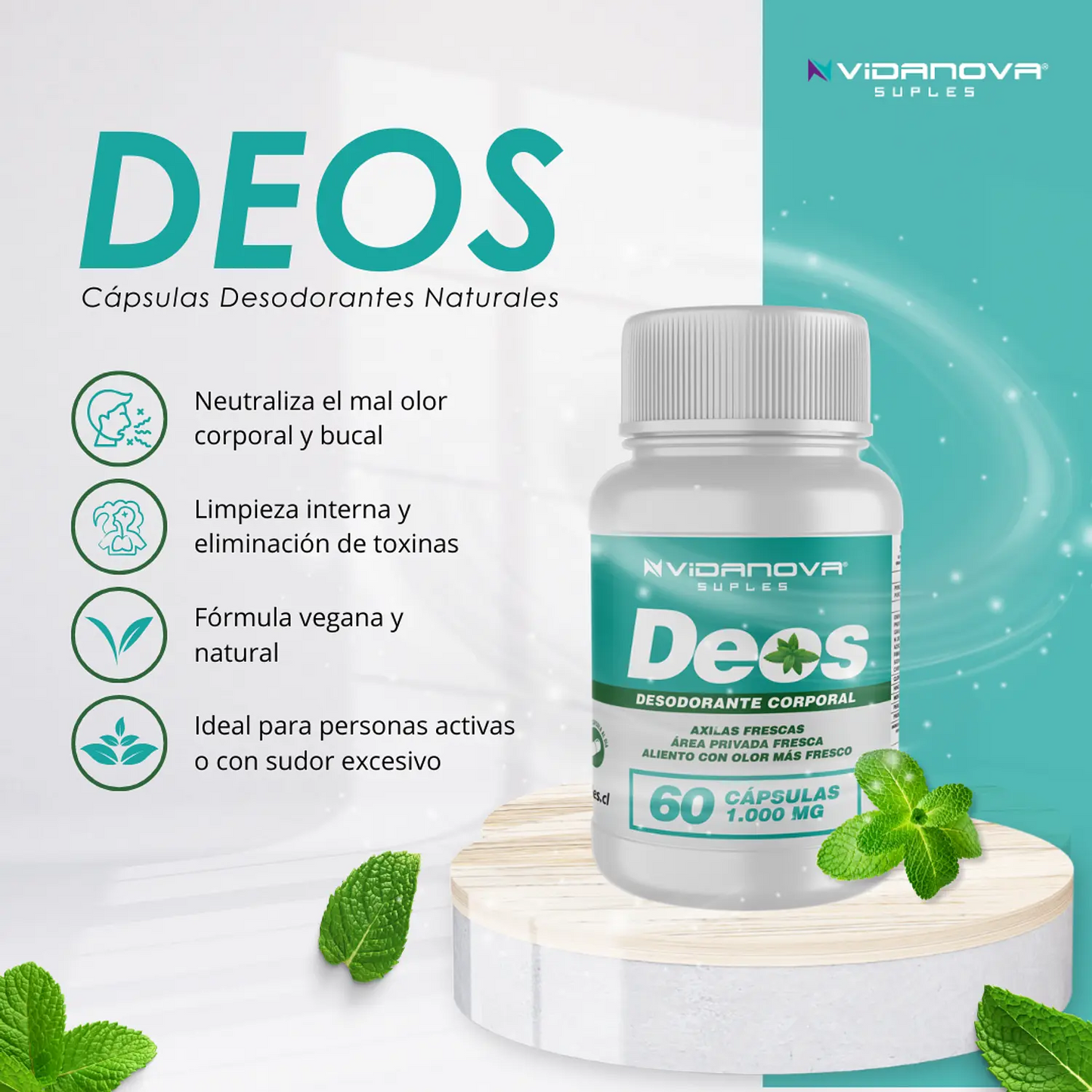 Deos Cápsulas Desodorante Corporal Natural  60 Cápsulas